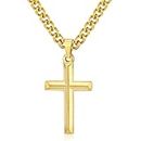 Ufist Cross Necklace for Men, Gold Cross Pendant for Men Stainless Steel Chain Hypoallergenic Cross Necklace for Men boys Women 20 Inch