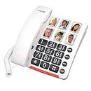 Oricom CARE80 Amplified Phone with Picture Dialling - Corded Phone One-Touch Picture Memory Buttons, Memory Loss, Phone Elderly Visual Hearing Impaired, Hearing aid and T-Coil Compatible