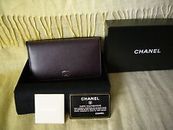 Beautiful brand new Box  leather Chanel  wallet Prune color  ~ silver hardware