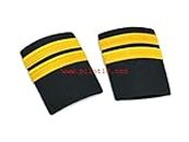 Pilot18 Gold 2 Bar Polyurethane Shoulder Epaulet Badge for Commercial Airline Pilots (Black)