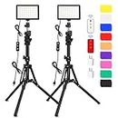 2 Pack 70 LED Video Light with 62.99'' Tripod Stand/Color Filters, Obeamiu 5600K USB Studio Lights Shooting Kit for Photography Lighting, Zoom Call Lighting, Live Streaming, Video Conferencing