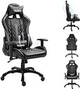 Dripex Gaming Chair, Computer Desk Chair, PC Gaming Chair for Adults, Adjustable Armrest, Lumbar Support & Headrest, Reclining Backrest, Black