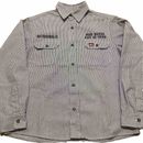 BEN DAVIS 90s Stripe Work Shirt Stencil Cotton Polyester Size L Made In USA