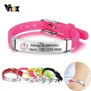 Vnox Customized Kids Medical Alert ID Bracelets for Boys Girls Anti Allergy Stainless Steel Silicone