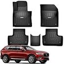 KEYOOG Compatible for 2018-2021 Volvo XC60 ( Only T5 / T6 Models and Not Hybrid ), Car Floor Mats Black TPE Special All-Weather Automotive Mat Interior Accessories Includes 1st and 2nd Row
