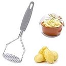 HENIJ® Stainless Steel Potato Ricer Masher | Kitchen Gadget with Non-Slip Handle, Masher Utensil for Mashed Potato, Vegetables, Fruits and and Baby Food, Durable (Gray, Pack of 1)