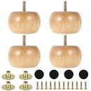 4Pcs Furniture Legs, 8 x 5cm Wood Round Solid Furniture Feet,Sofa Feet Bun Feet Legs with 4 Screws,Chair Table Feet Replacement Set for Sofa Couch Chair Ottoman Loveseat Coffee Table Cabinet