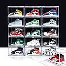 AOHMPT 12 Stück Acryl-Schuh-Präsentationsboxen, stapelbare transparente Schuhboxen, stapelbare Sneaker-Box, Schuhbehälter, Schuhkoffer, Sneaker-Aufbewahrung, passend für Größe 48
