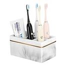 Shinowa Resin Toothbrush Holder, 5 Slots Hygienic Electric Toothbrush Holder Storage Stand Organizer for Toothbrush, Toothpaste, Razor, Gravel White