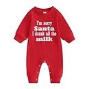 Infant Baby Boy Girl Christmas Outfit Santa Baby Embroidery Romper Long Sleeve Jumpsuit Bodysuit One Piece Outfit (Red I'msorry, 0-3 Months)