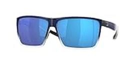 Costa Del Mar Rincon Fishing and Watersports Sunglasses, Matte Deep Blue Fade/Blue Mirrored 580G, 63 mm