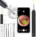Ear Wax Removal, Ear Cleaner with Camera, 4 Ear Spoon, LED Lights, Wireless Otoscope with Ear Cleaning Tool, Earwax Removal Kit (Black)