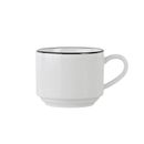 Mikasa Hospitality 5305866 3 oz Bistro Cup - Porcelain, Black Pinstripe, Bistro Pinstripe Series, 3 1/2" Diameter, White