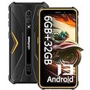 Rugged Phone Canada, Ulefone Armor X12 Rugged Smartphone, Android 13 Go, 6GB+32GB up to 256GB Extension, 5.45 inch HD+ Screen, 13MP Rear Camera, 4860mAh, 3-Card Slot, NFC, OTG, Orange