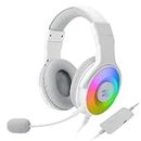 Redragon Pandora H350W RGB Gaming Headphones White High Definition Audio Powerful Bass Gaming Headset with Detachable Microphone Large Ear Pads Works on PC/PS4/Xbox One/NS