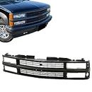 JustDrivably Replacement Parts Front Grille Grill With Black Shell Frame With Black Insert With Dual Headlight Type Compatible With Chevrolet C/K 1500 2500 3500 Full Size 1994-2000 Suburban