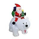 RIJINDOUJIN 5.6 Ft Height Christmas Inflatables Outdoor Santa Clause Riding The Polar Bear with LED Light, Blow Up Decoration with Lights Built-in for Holiday/Christmas/Party/Yard/Garden/Path (A)