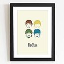 Craftolive The Beatles Minimalist Illustration Wall Poster Frame for Wall Decor, Room Decor, Home Decor, Study Room, Office, Gift Framed Poster, Wall Frame