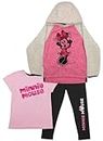 Disney Minnie Mouse Girls 3-Piece Kids Clothing Set - Fashion Pullover Hoodie, Short Sleeve T-shirt, and Pants 3-Pack Bundle Set for Girls and Toddlers (Pink, Size 3T)