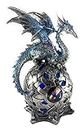 Ain’t It Nice Dragon Statue On Light Up LED Orb Cycling Through Many Vibrant Colors Collectible Dragon Figurine Fantasy Décor, Blue 4(L) X 4(W) X 8(H) inches (Batteries Included)