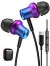 USB C Headphones, Type C Earphones with Microphone for Samsung S24 iPhone 15 Pro Max Google Pixel 8 7 7A 6 6A, Wired Earbud Half in Ear Headset for Galaxy S23 Ultra S22 Plus S21 FE S20 OnePlus Open 11