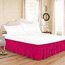 Indian Kingdom Hot Pink Wrap Around Bed Skirt 650-TC 100% Egyptian Cotton with Easy Fit 20" Inch Tailored Drop - [Double Bed Size] (54''x78'') 20" Height