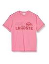 Lacoste TH5440-99 Men's T-Shirt, Vintage Print, Crew Neck T-Shirt, Official, Men's, Pink, 2