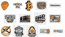 Wrap It All Bitcoin Crypto Sticker Decals - Pack of 14 (Vinyl Stickers, 2.5x2.5 inch, Multicolor), Multipurpose use for Walls, Laptop, MacBook, Door, Cupboard, Cars, Bikes, notebooks)