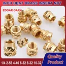 1/4 2-56 4-40 6-32 8-32 10-32 Inch Heat Brass Insert Nut Threaded Knurled Hot Melt Embedded Copper