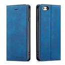 QLTYPRI iPhone 6 iPhone 6S Case, Premium PU Leather Cover TPU Bumper with Card Holder Kickstand Hidden Magnetic Adsorption Shockproof Flip Wallet Case for iPhone 6 iPhone 6S - Blue