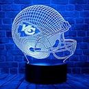 Dliben Chiefs Football Helmet 3D Visual LED Bedroom Decor Sleep Night Light with Remote 7 Colors Table Lamp Birthday Xmas Gifts for Kids Boy & Girl KC Men Women