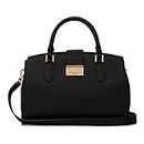 Miraggio Ellen Solid Handbag for Women with Adjustable & Detachable Sling/Crossbody Strap (Black)