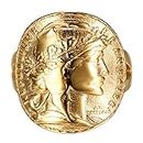 BOBIJOO Jewelry - Bague Femme Chevalière Cintrée Marianne Pièce 20 Francs Louis Napoléon Or Doré Plaqué - 66 (11 US)