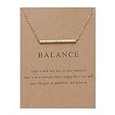 Bar Necklaces for Women Friend Friendship Girls Balance Pendant Long Chain Necklace with Message Card for Birthday Christmas Gifts