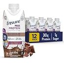 Ensure Max Protein Nutritional Shake with 30g of High-Quality Protein, 1g of Sugar, High Protein Shake, Milk Chocolate, 11 fl oz, 12 Count