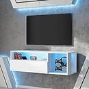 soges Floating TV Stand Entertainment Centre with LED Lights, Wall Mounted TV Table with Cable Management, LED TV Cabinet Media Console TV Cabinet with Door, White, 10HBNDTC01WH100-CA-2