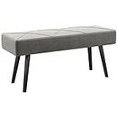 HOMCOM 39" End of Bed Bench, Velvet Upholstered Entryway Bench with Steel Legs, Bedroom Bench for Living Room, Dining Room, Hallway, Grey