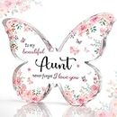 GiftyTrove Mothers Day Gifts for Aunt, Unique Aunt Birthday Gift from Nephew Niece - 5x3.8x0.6 Inch Butterfly-Shaped Acrylic Plaque Keepsake - Mothers Day Gift, Christmas Gift, Valentines Day Gift