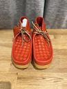 Clarks Wallabee Red Woven Suede