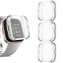 [4 Pack] Meliya Screen Protector Compatible with Fitbit Versa 2 Case, Soft TPU Plated Full Around Protective Case Cover Bumper Shell for Fitbit Versa 2 Smart Watch (Clear+Clear+Clear+Clear)