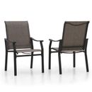 Outdoor Dining Chairs Set of 2 Patio Chairs with Backrest Armrest