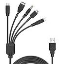 5 in 1 USB Charger Cable Cord for Nintendo NDS Lite/Wii U/New 3DS(XL/LL),3DS(XL/LL),2DS,DSi(XL/LL),NDS/GBA SP(Gameboy Advance sp),PSP 1000 2000 3000
