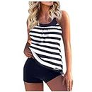 Tuianres Tankini Bathing Suits for Women 2023, Casual Athletic Two Piece Best Control Tummy Womens Swimsuits with Boyshorts, 07#navy, X-Large