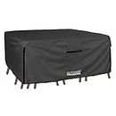 ULTCOVER 600D Tough Canvas Heavy Duty Rectangular Patio Table and Chair Cover - Waterproof Outdoor General Purpose Furniture Covers 126Lx74Wx28H inch, Black