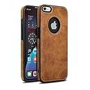 SUNSHINE® PU Flexible Leather Case Shockproof Soft TPU Logo Cut View Back Cover Compatible for Apple iPhone-8 (Brown)