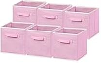 SimpleHouseware 6 Pack Foldable Cube Storage Bin Organizer, Pink (11 inch H x 10.75 inch W x 10.75 inch D)