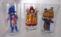 Vintage McDonald Glasses Ronald McDonald Captain Crook Mayor McCheese 1970's 