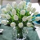 Veryhome 10 unids Tulipanes Artificiales Tulipanes Flores Reales Falsas para la decoración de la Boda del Partido del Hotel en casa, Blanco