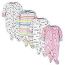 Onesies Brand Baby Girls' 4-Pack Sleep 'N Play Footies Multi Pack, Pink Unicorns, Newborn
