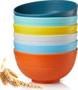 Unbreakable Cereal Bowls Set of 6, 24 OZ Wheat Straw Bowls Set, Reusable Cereal